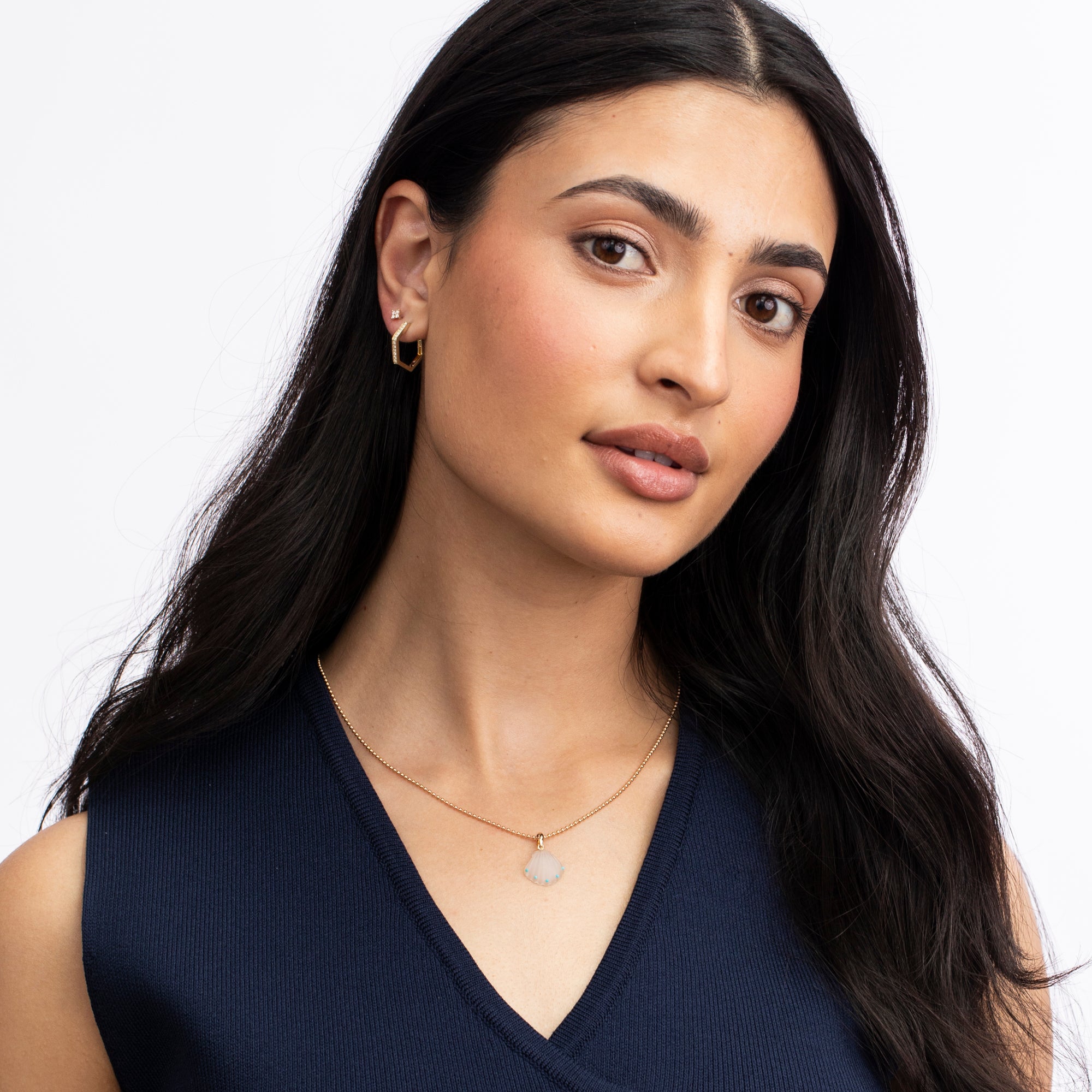 Pavé Hex Hoops
