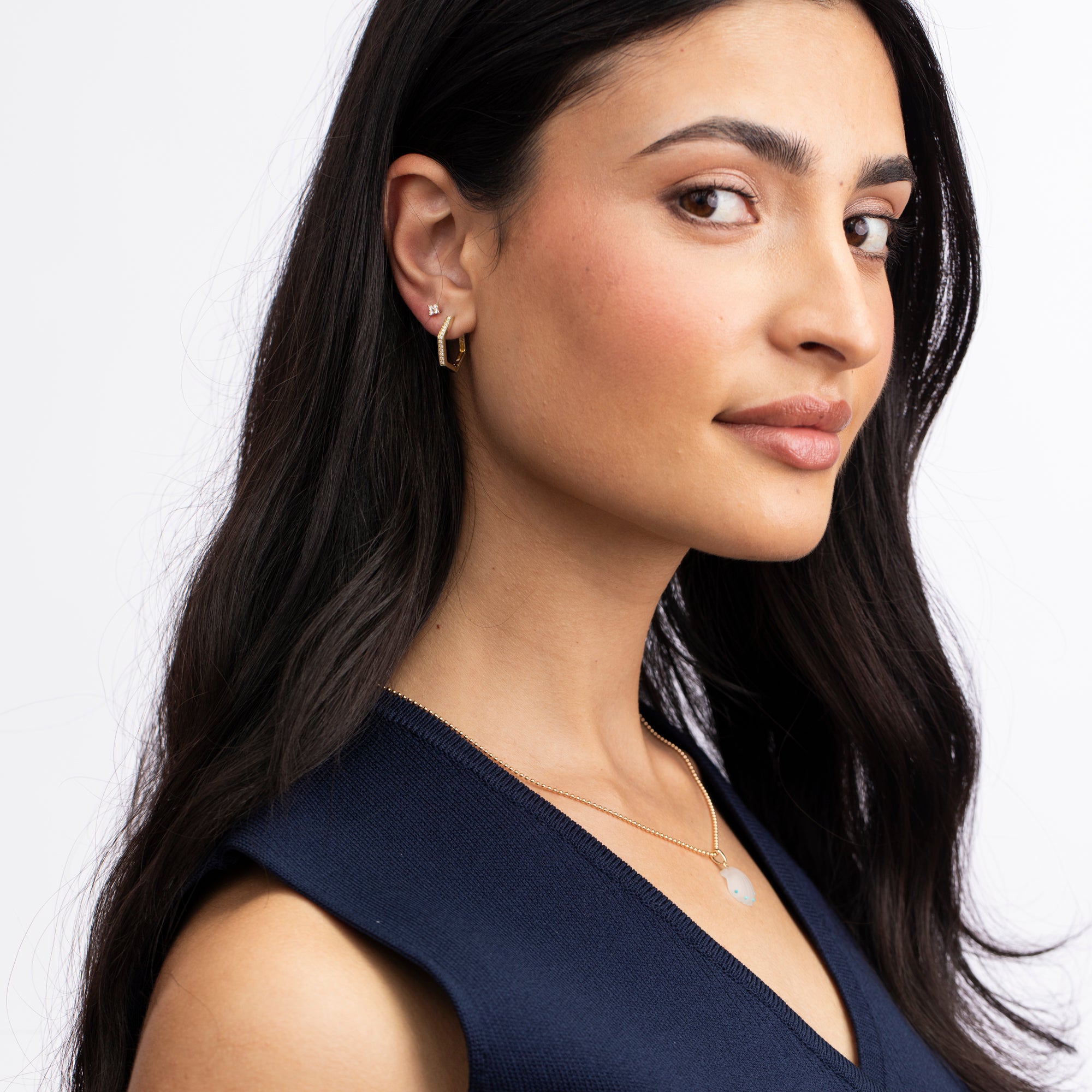 Pavé Hex Hoops