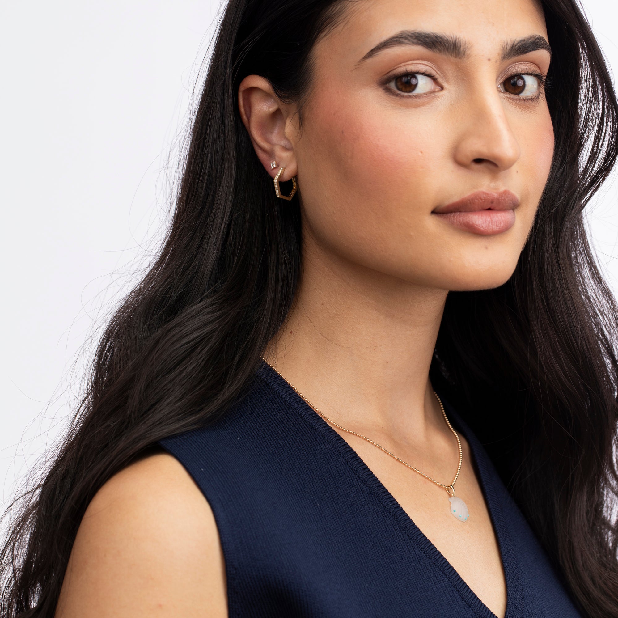 Pavé Hex Hoops