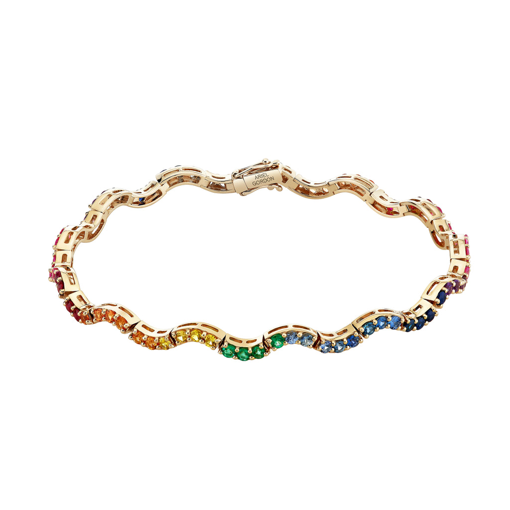 Scallop Rainbow Sapphire Tennis Bracelet -- Ariel Gordon Jewelry