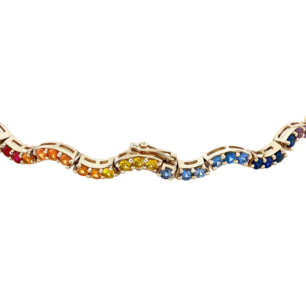 Scallop Rainbow Sapphire Tennis Bracelet -- Ariel Gordon Jewelry
