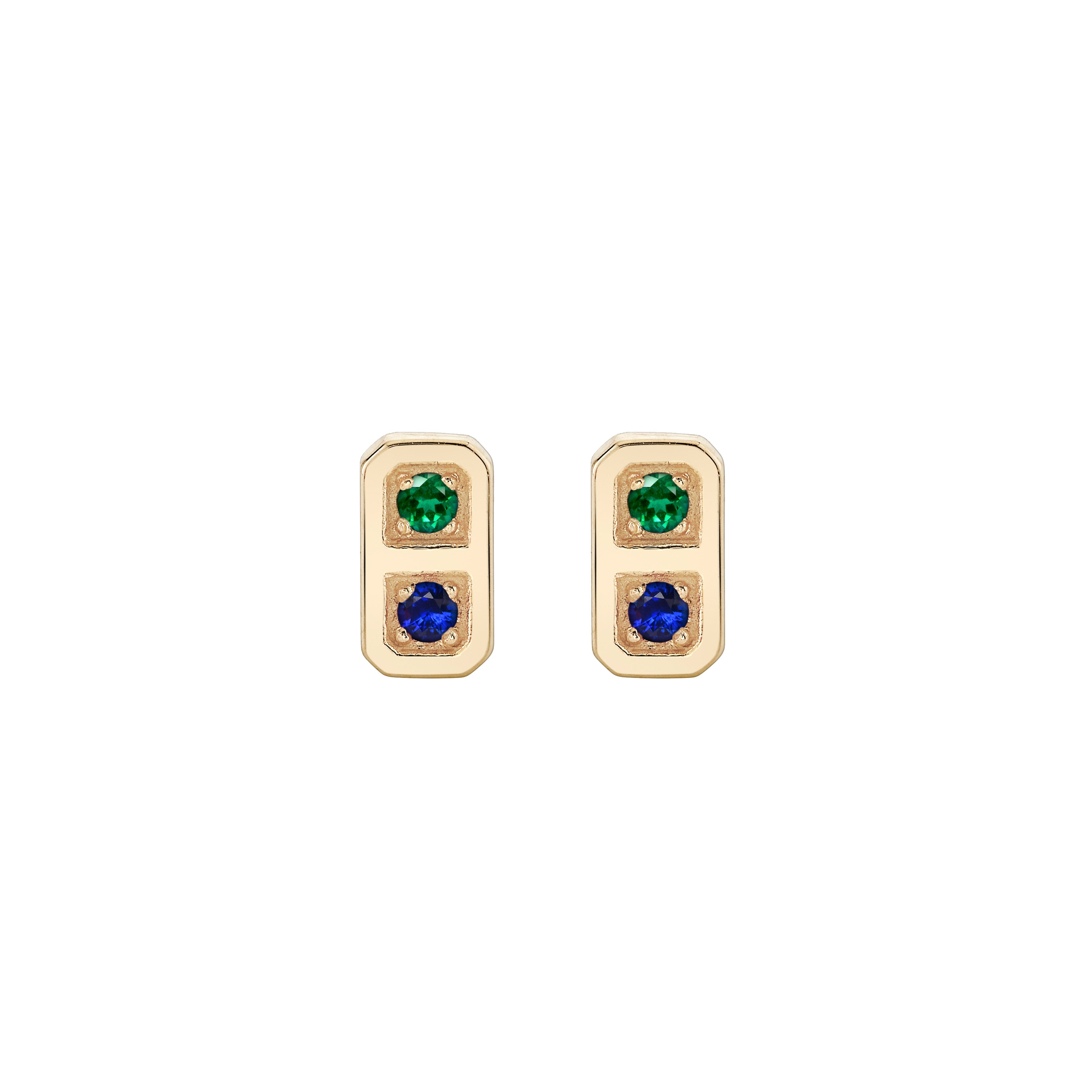 Two Birthstone Tablet Studs