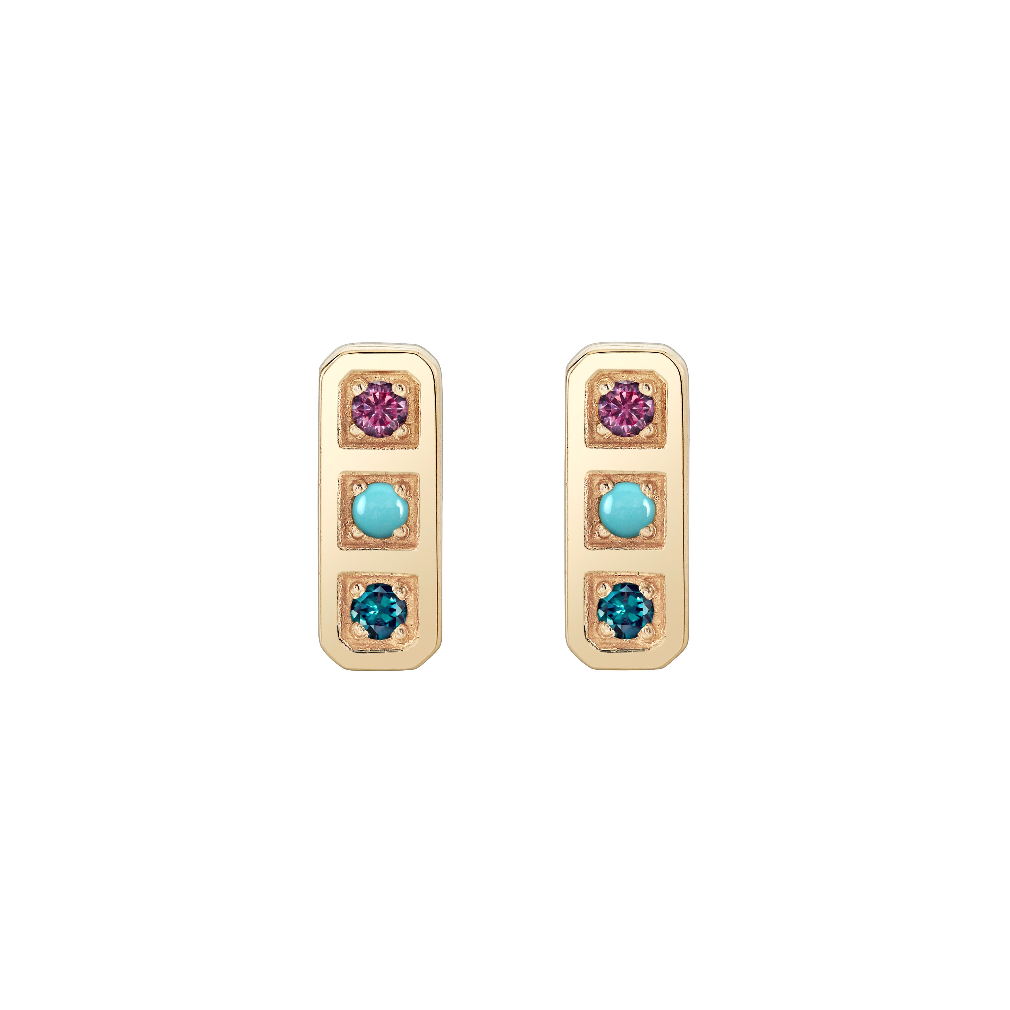 Three Birthstone Tablet Studs