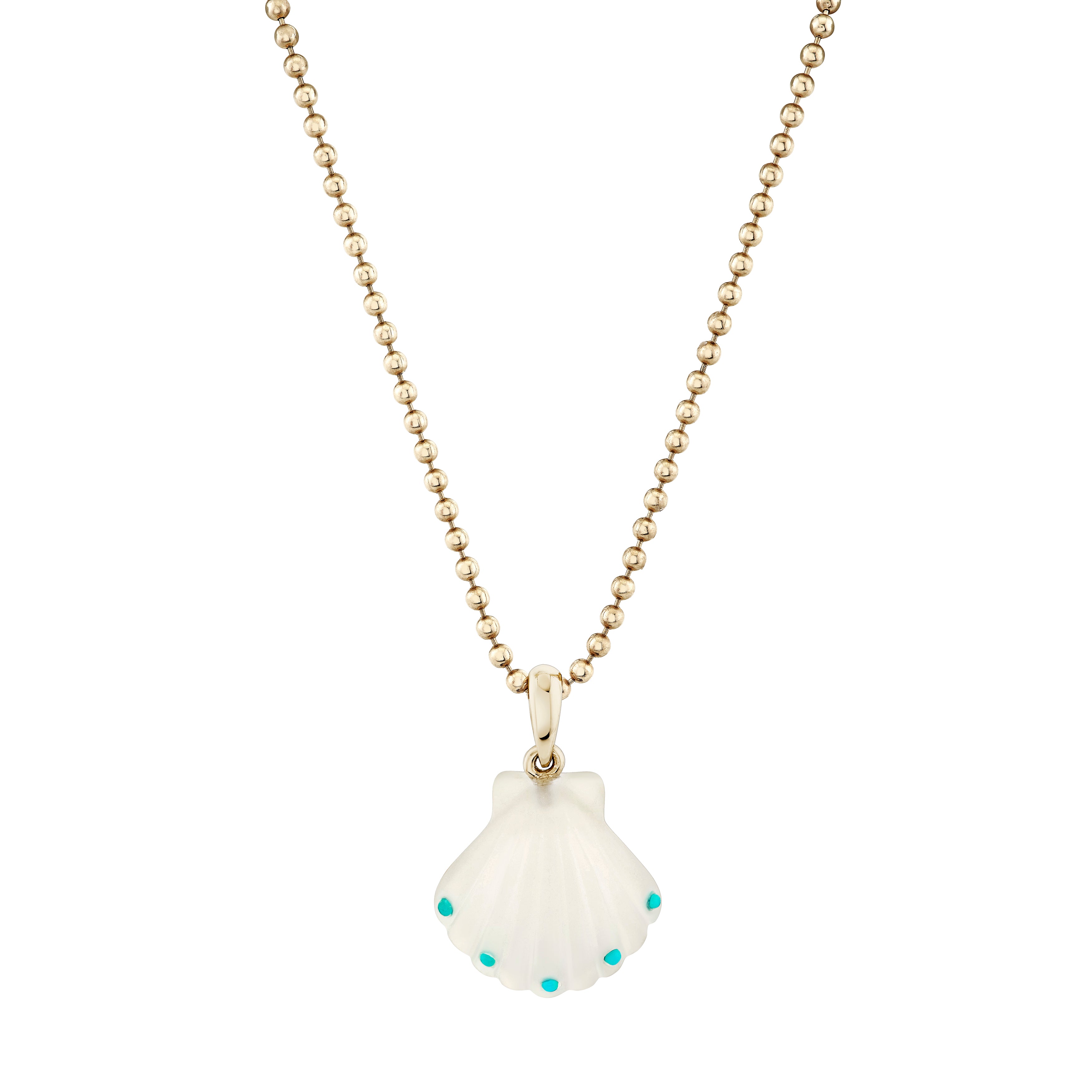 Turquoise and Quartz Scallop Shell Pendant