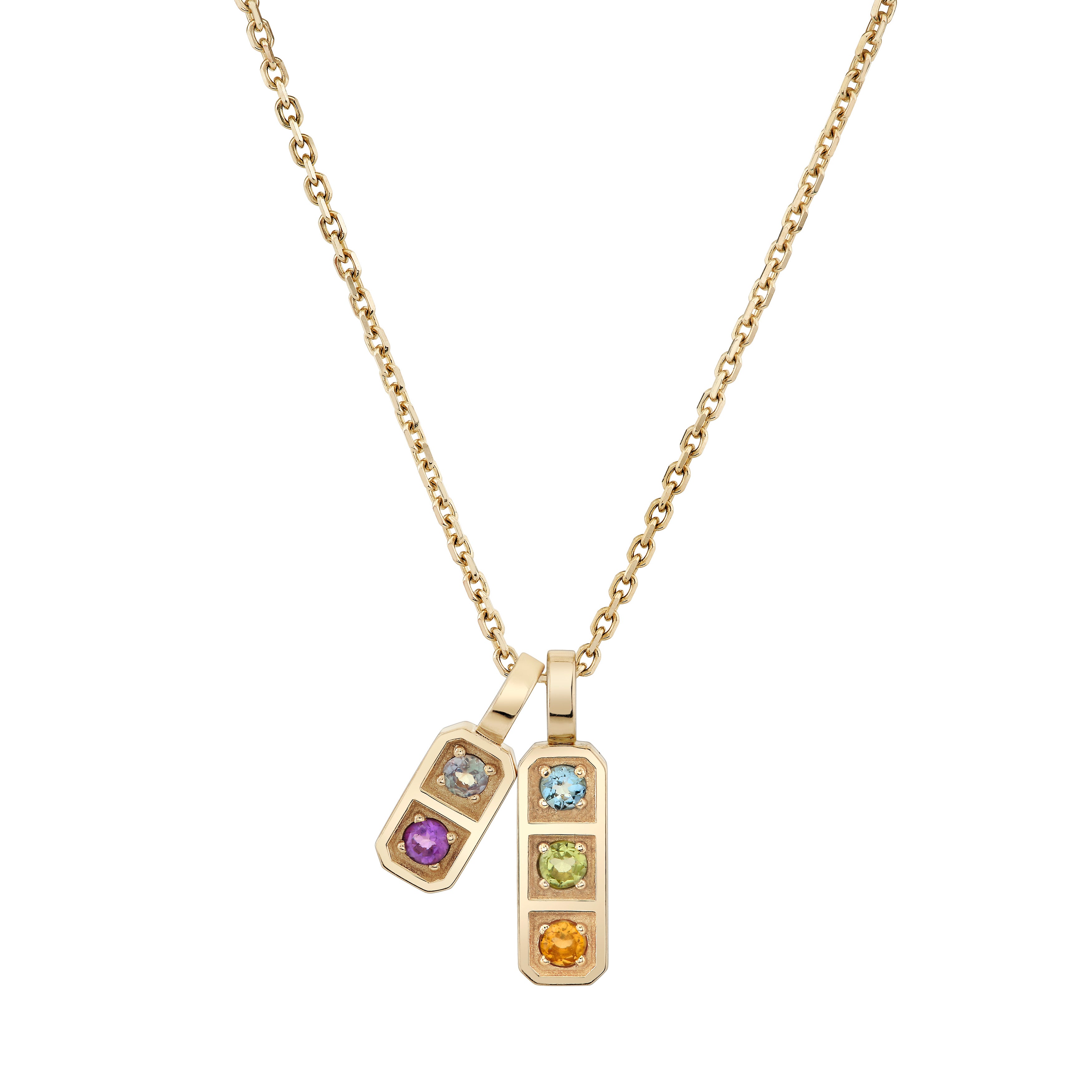 Two Birthstone Tablet Pendant