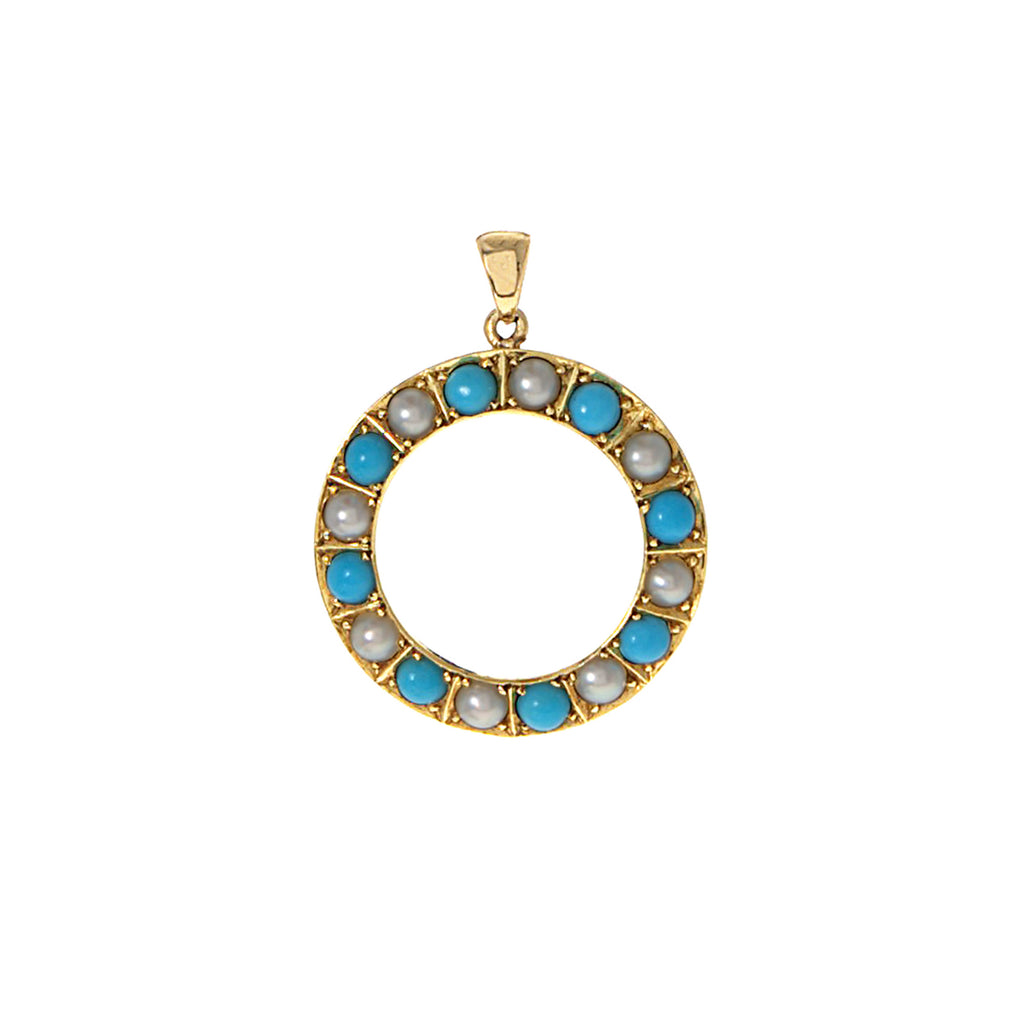 Turquoise and Pearl Halo Pendant -- Ariel Gordon Jewelry