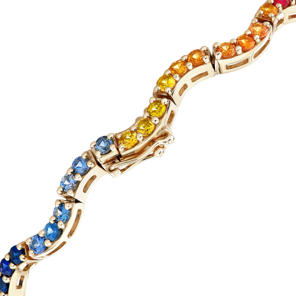 Scallop Rainbow Sapphire Tennis Bracelet -- Ariel Gordon Jewelry