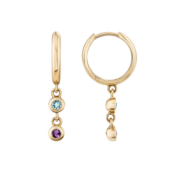 Double Birthstone Raindrop Huggie