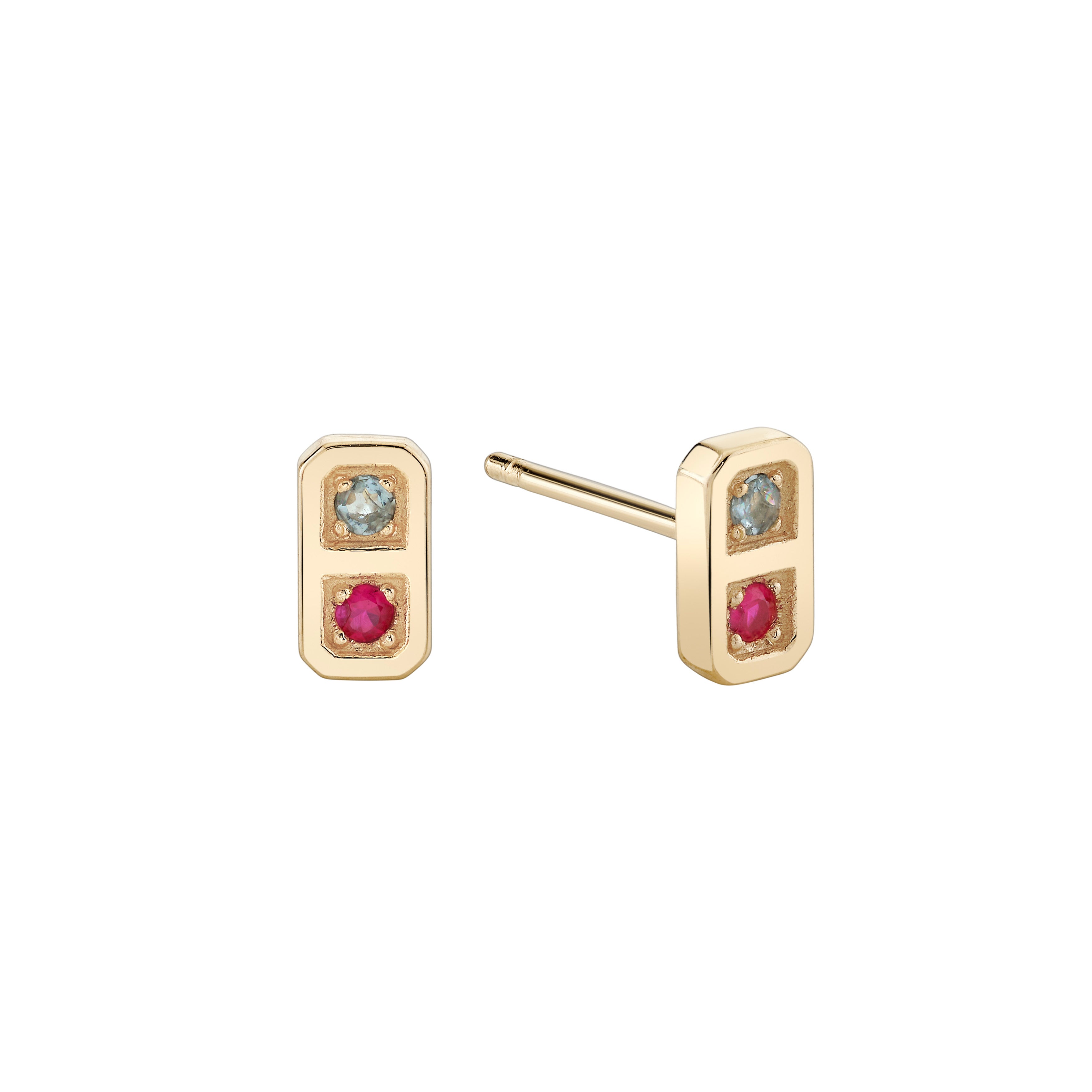 Two Birthstone Tablet Studs