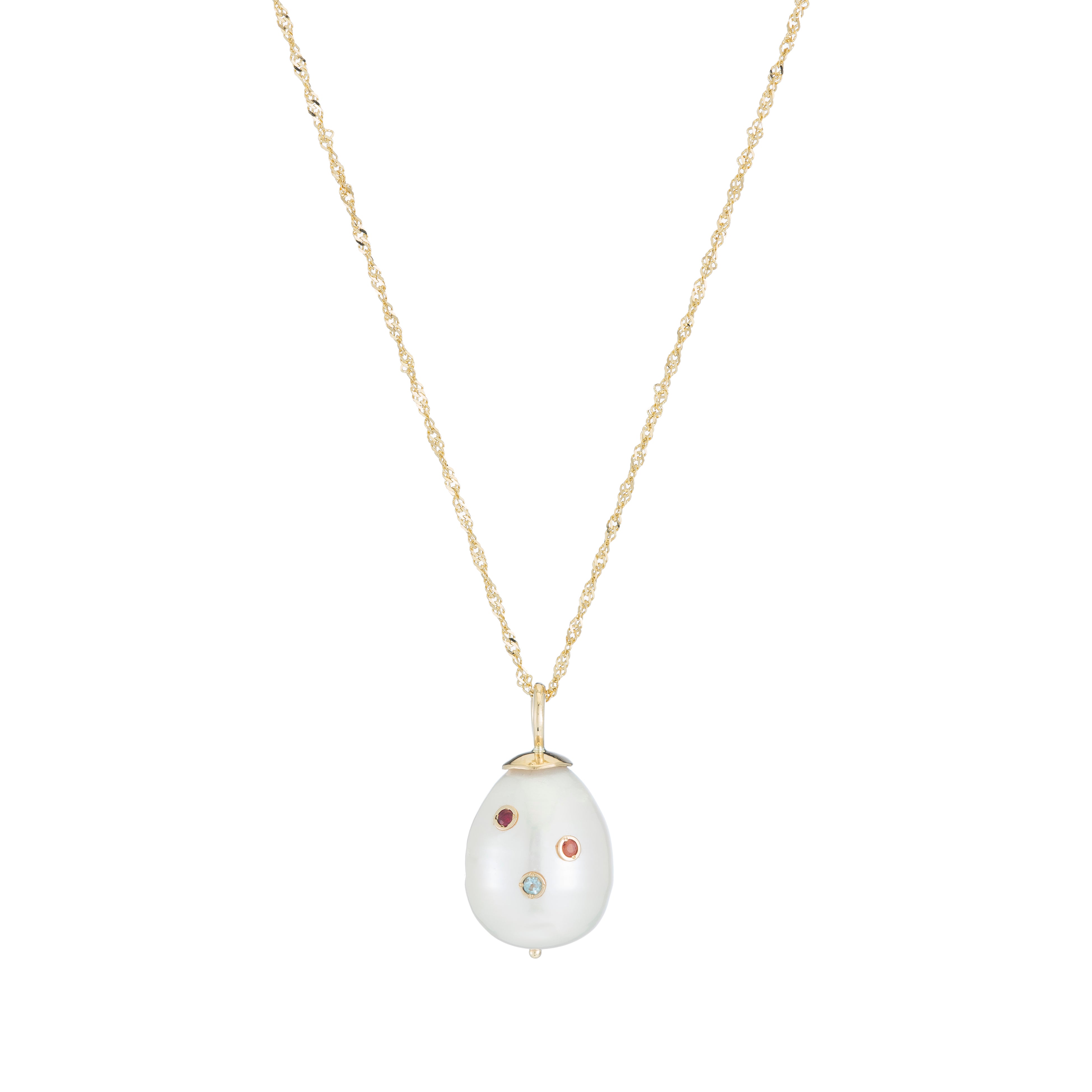 Stone Baroque Pearl Drop Necklace