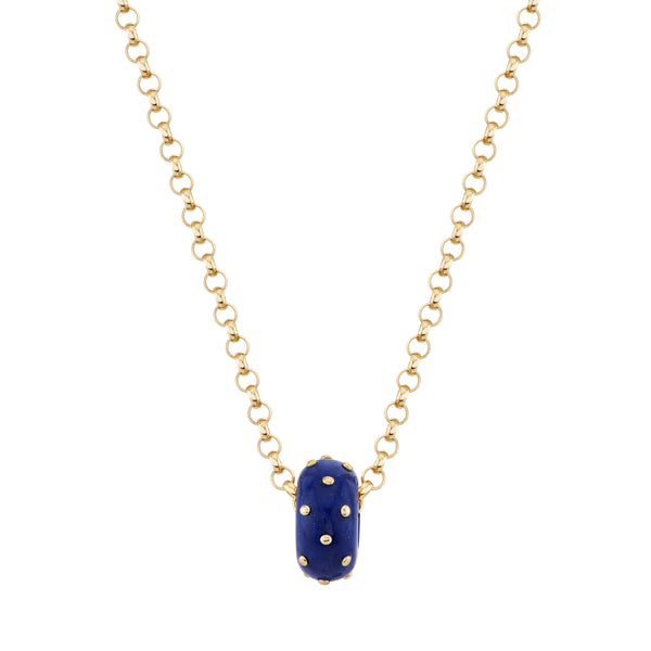 Lapis and Gold Dot Rondelle Bead