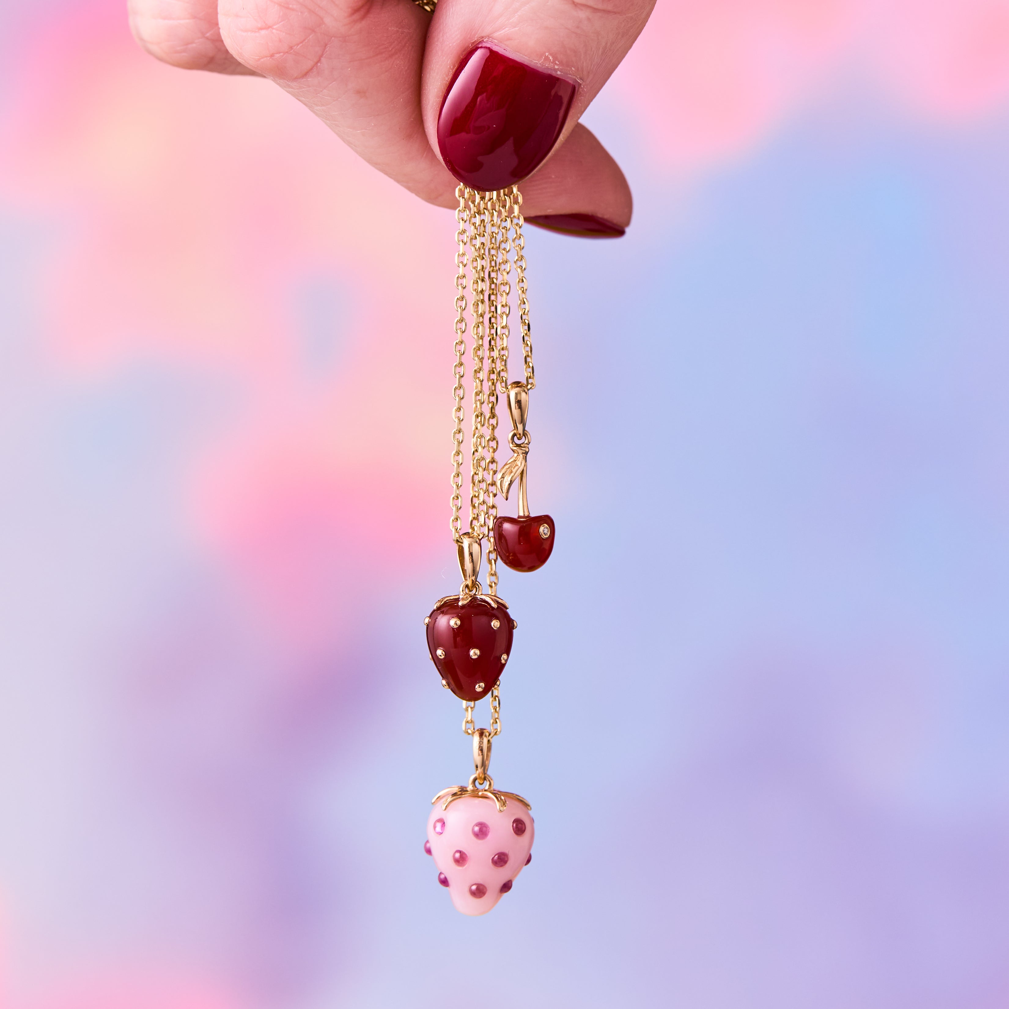 Agate Strawberry Charm Pendant Necklace | Custom 14k Gold – Ariel