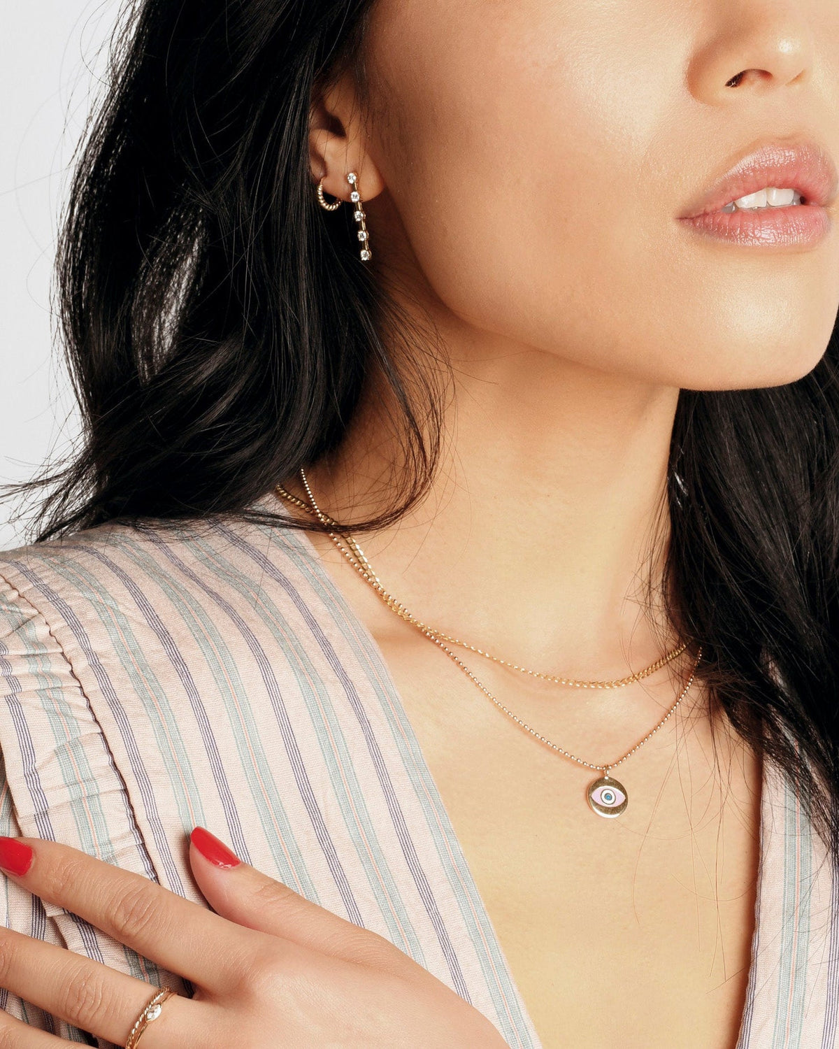 Twisted Petite Hoops, styled photo