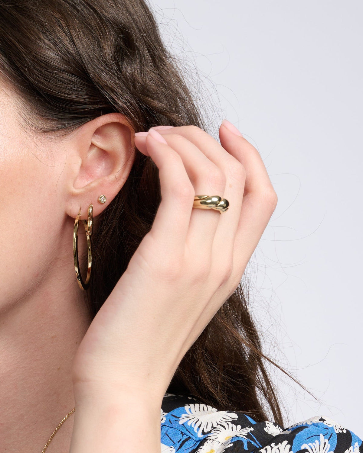 Diamond Hex Studs, styled photo