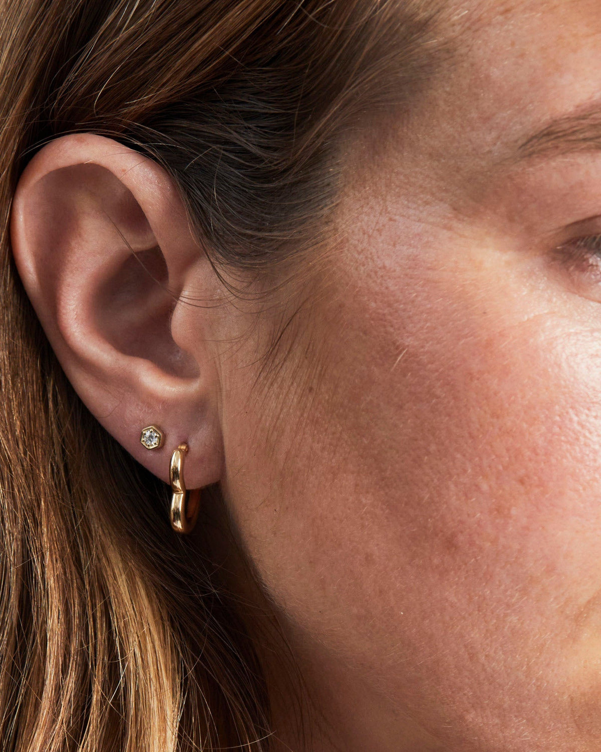 Diamond Hex Studs, styled photo