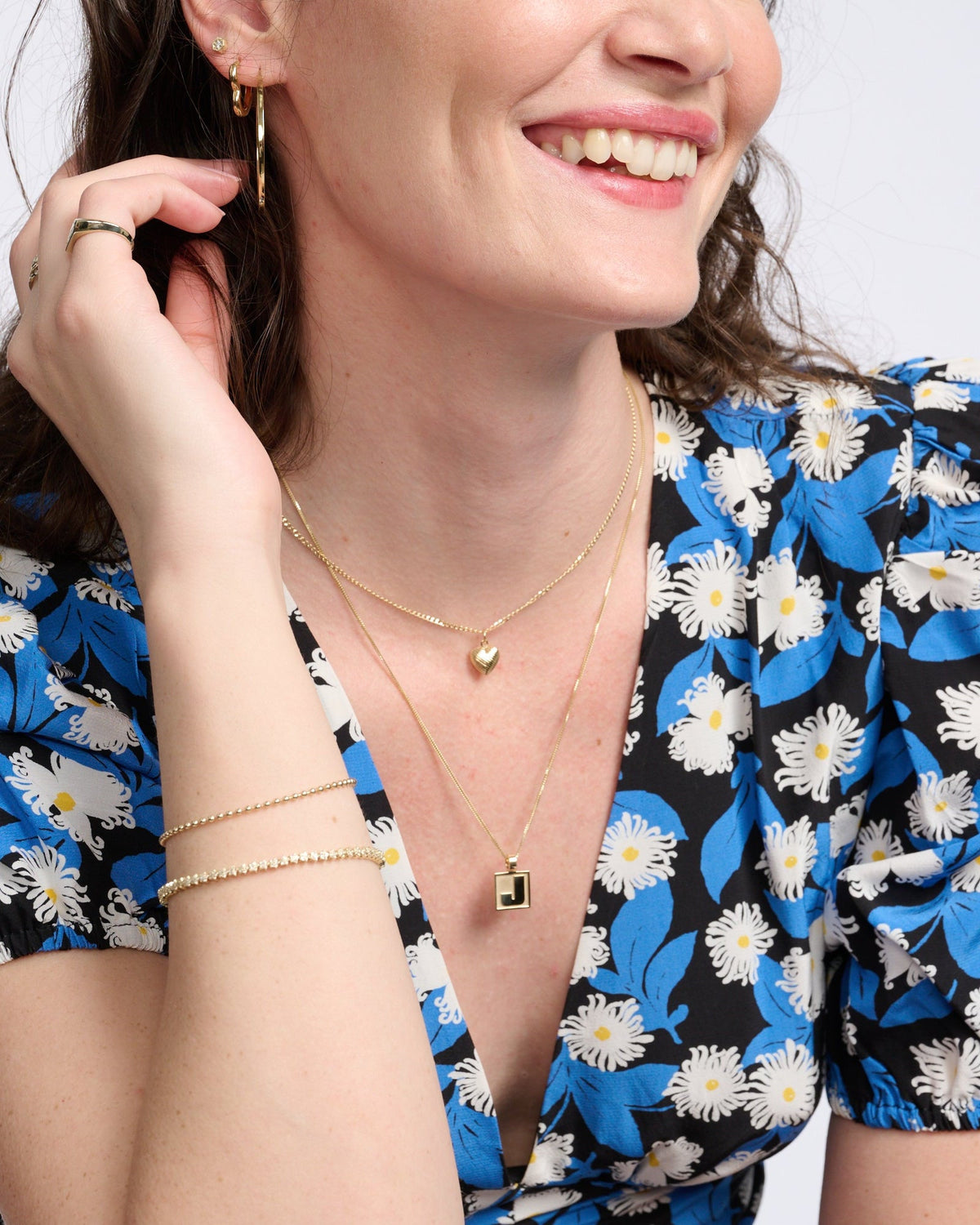 Diamond Hex Studs, styled photo