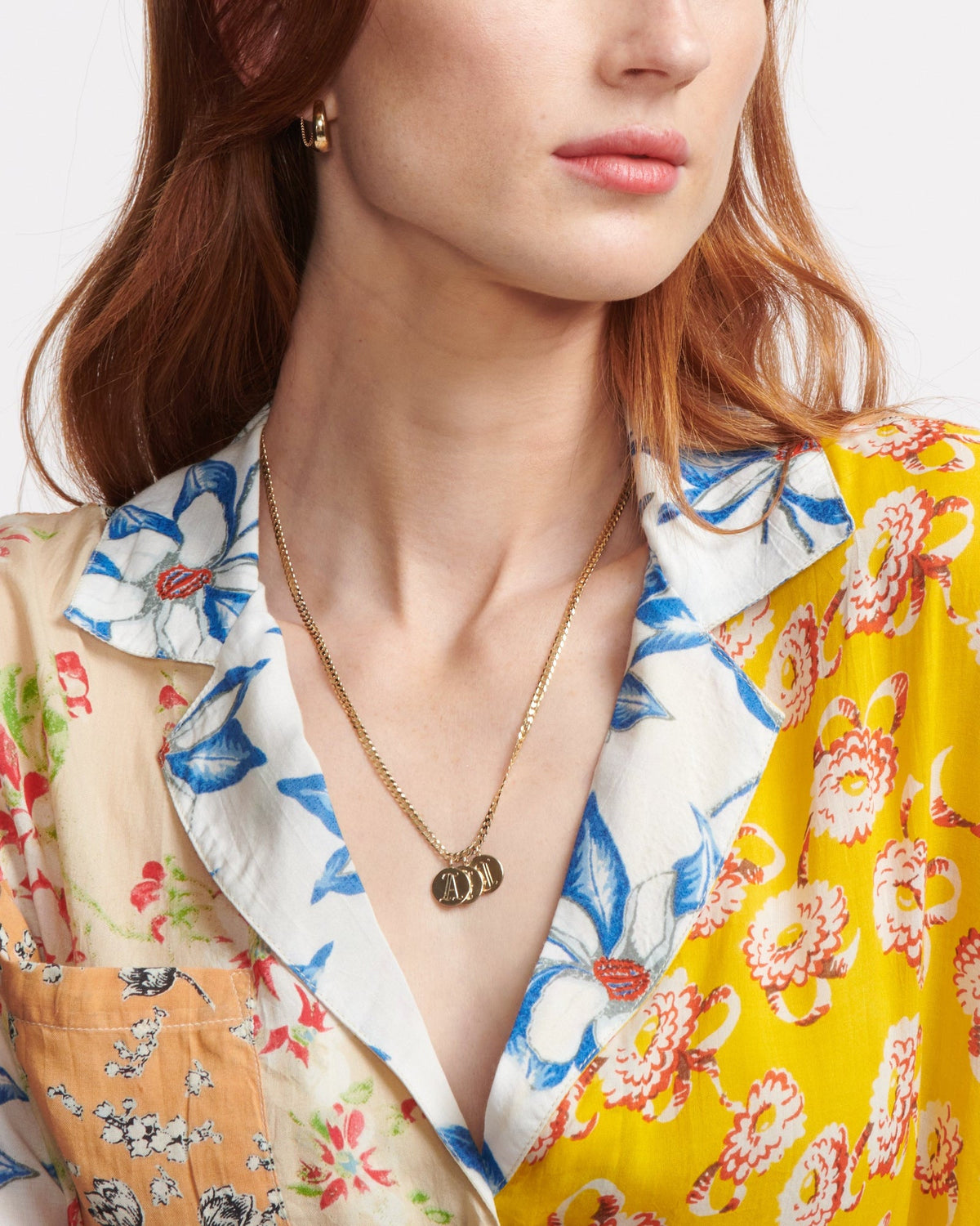 Medallion Signet Necklace, styled photo