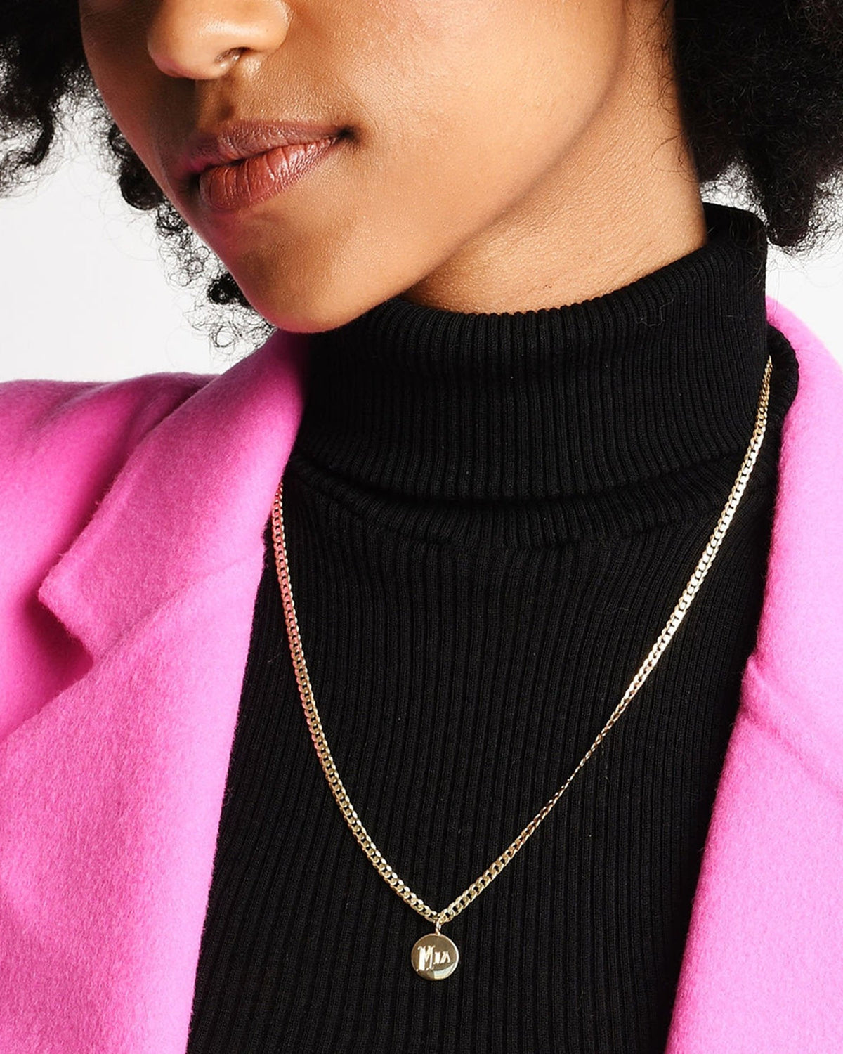 Medallion Signet Necklace, styled photo