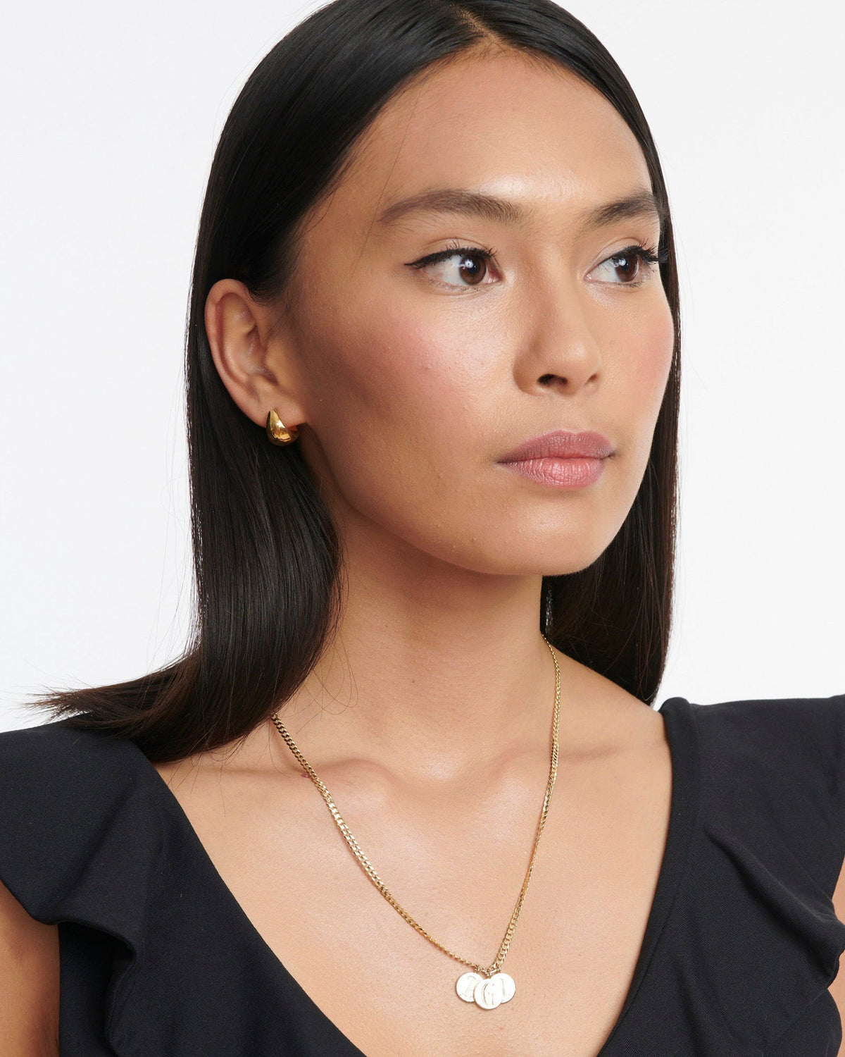 Medallion Signet Necklace, styled photo