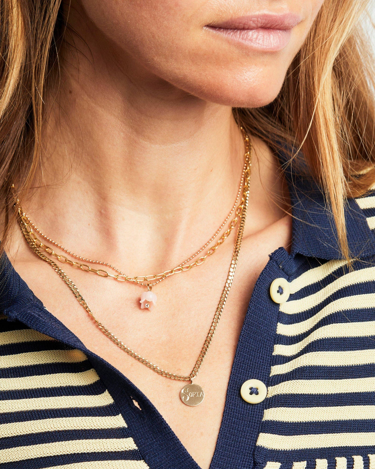 Medallion Signet Necklace, styled photo