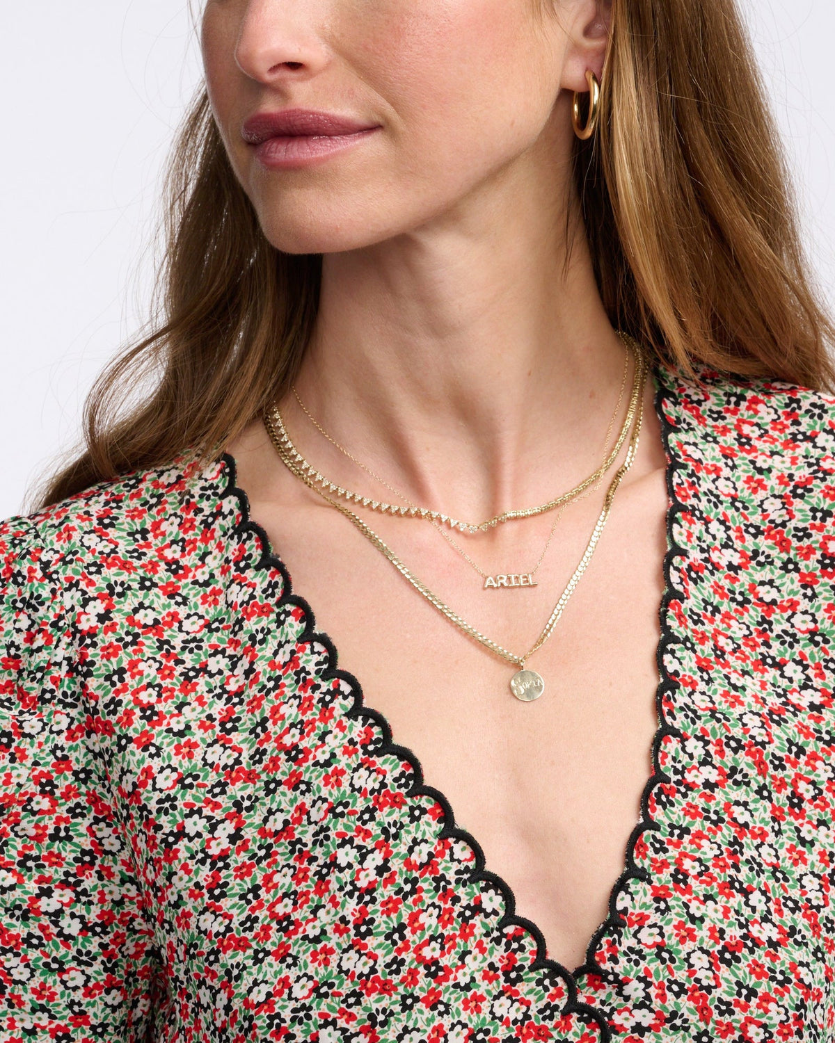 Medallion Signet Necklace, styled photo