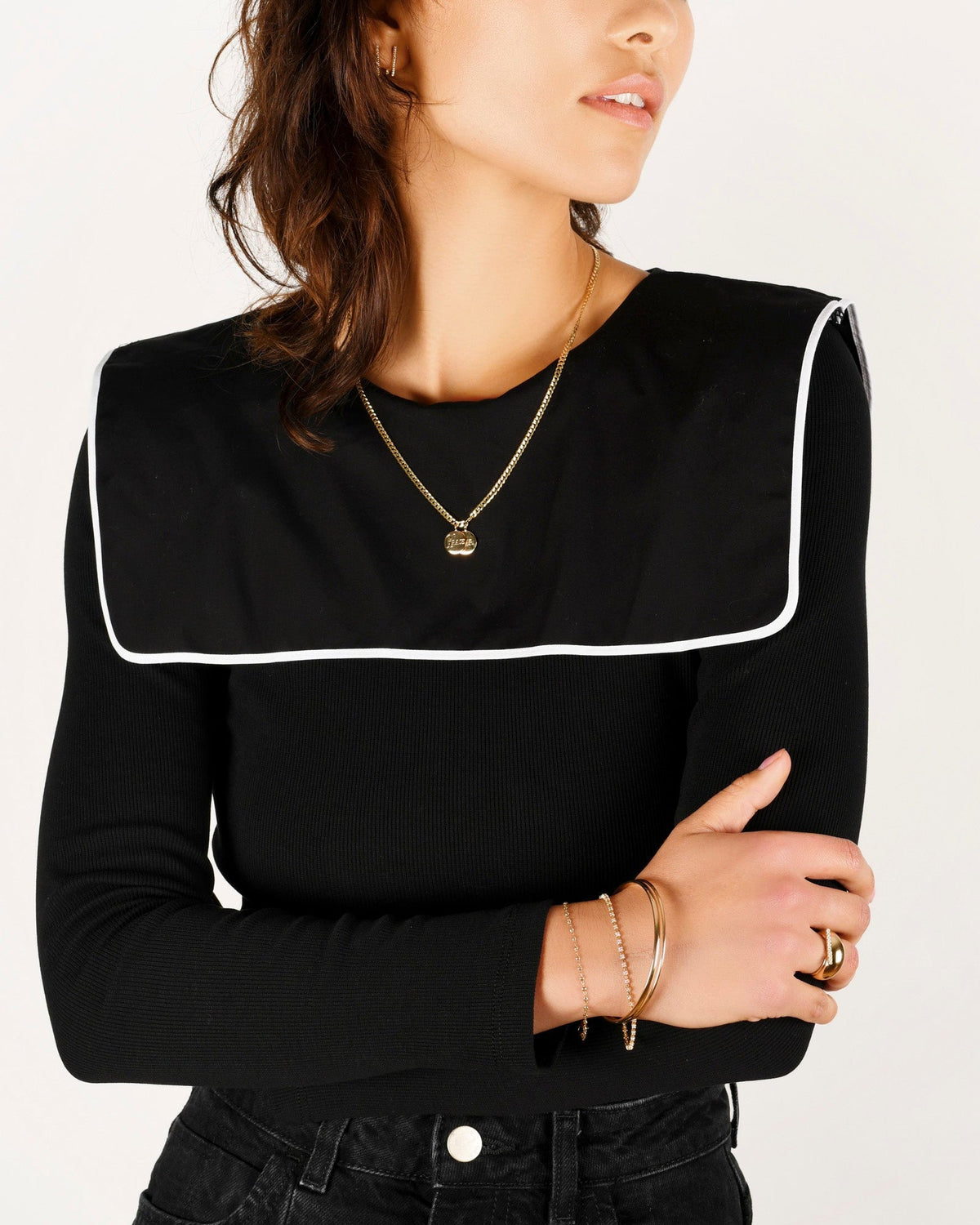 Medallion Signet Necklace, styled photo