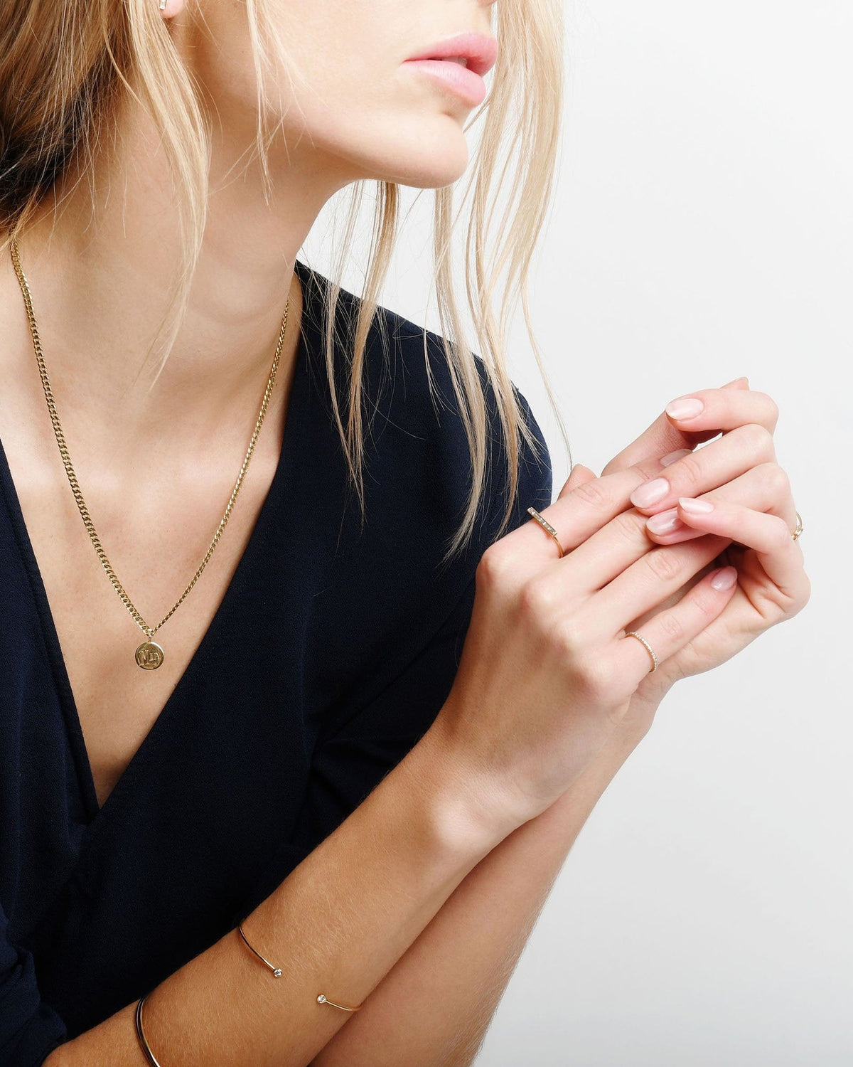Medallion Signet Necklace, styled photo