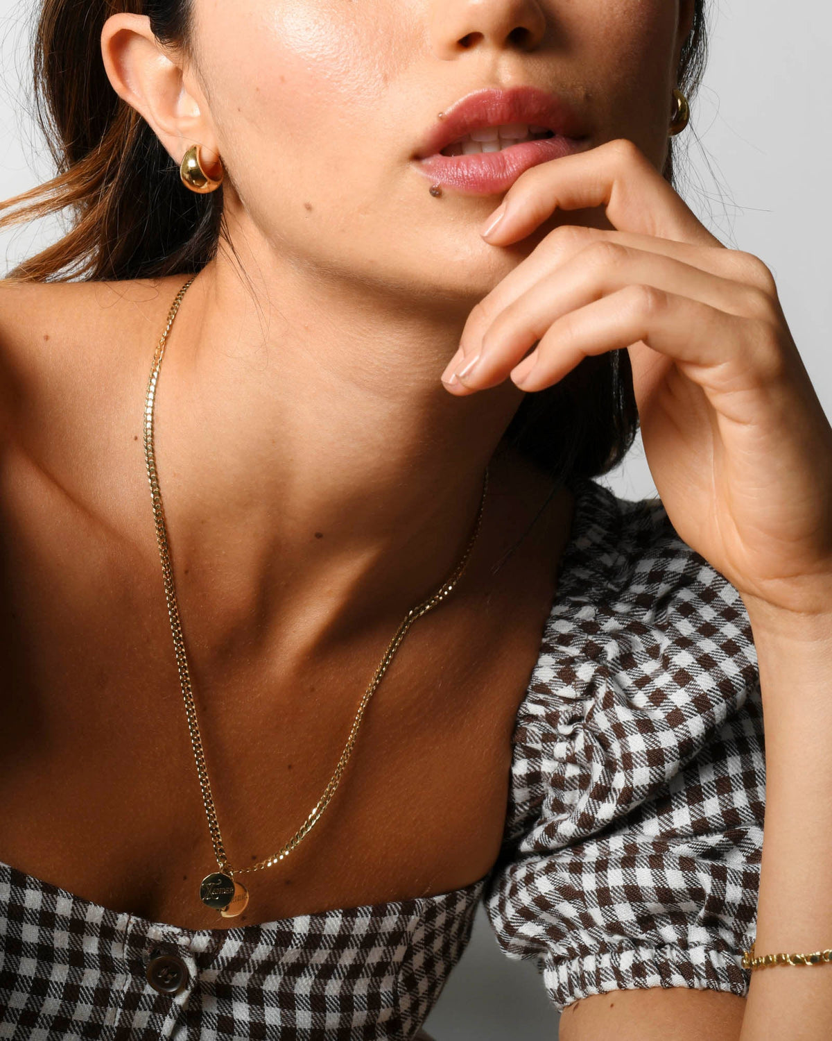 Medallion Signet Necklace, styled photo