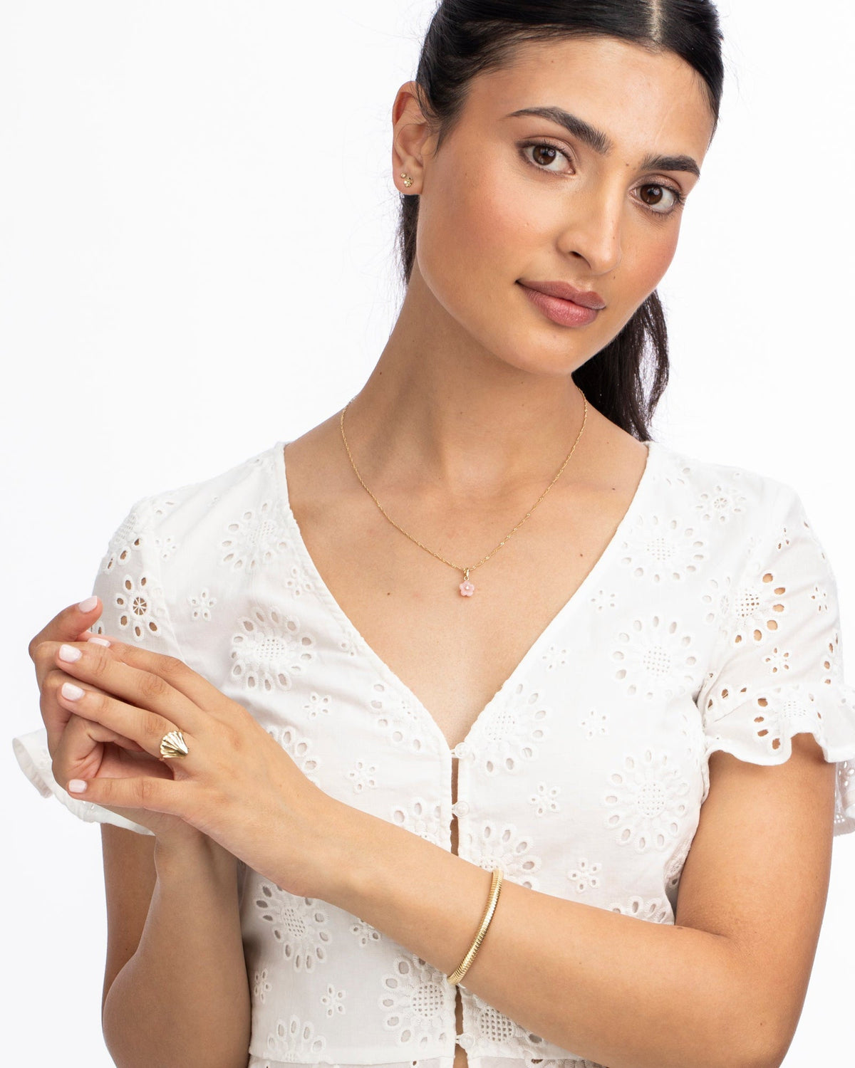 Diamond Blossom Peruvian Opal Charm, styled photo