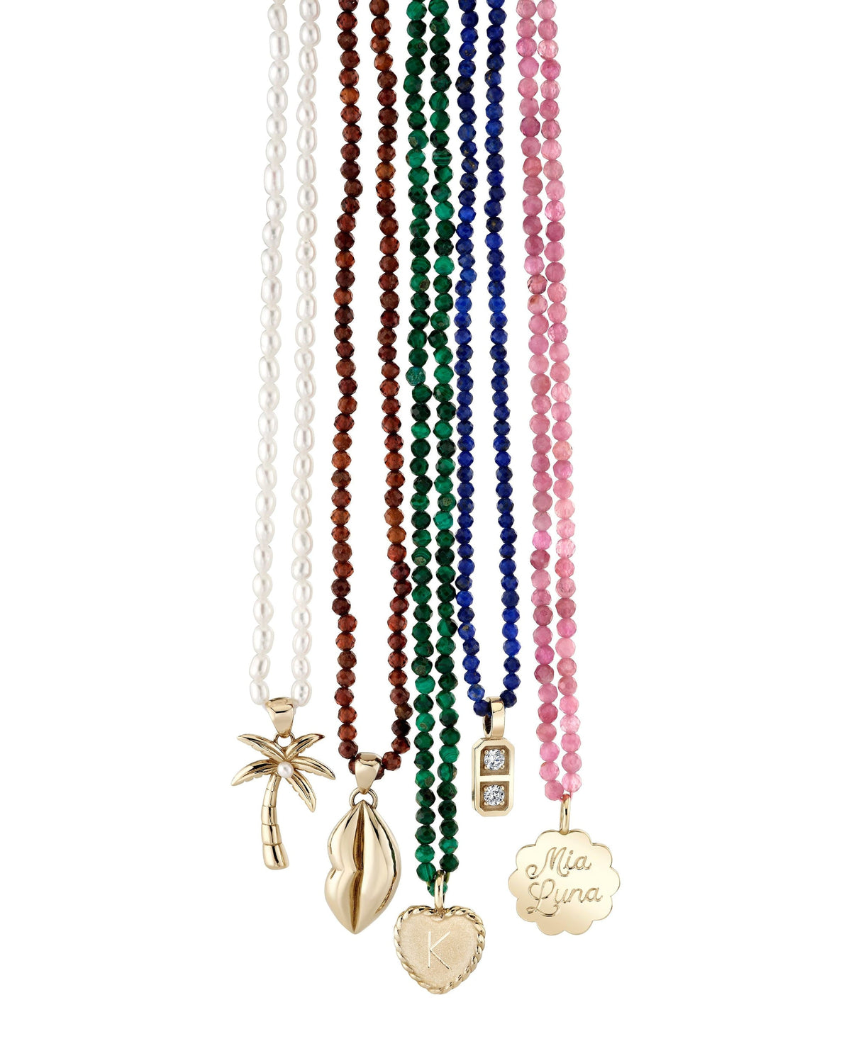 Petite Malachite Beaded Necklace, product photo