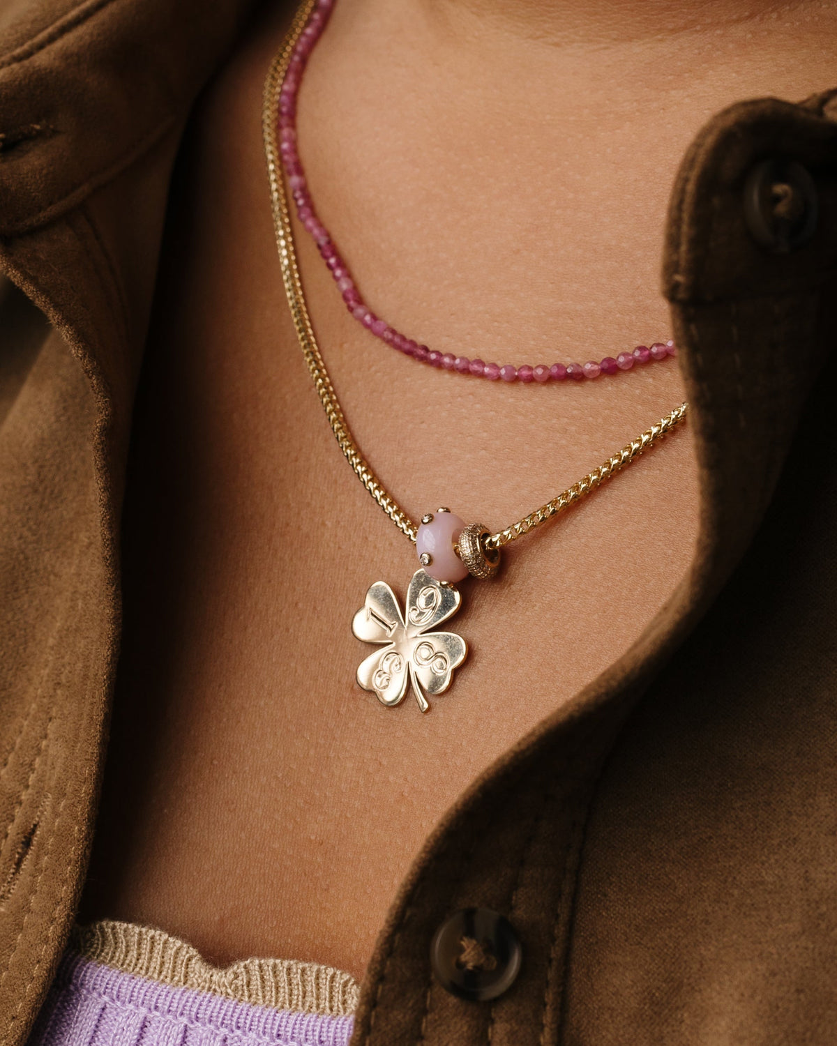 Opal and Diamond Rondelle Bead, styled photo