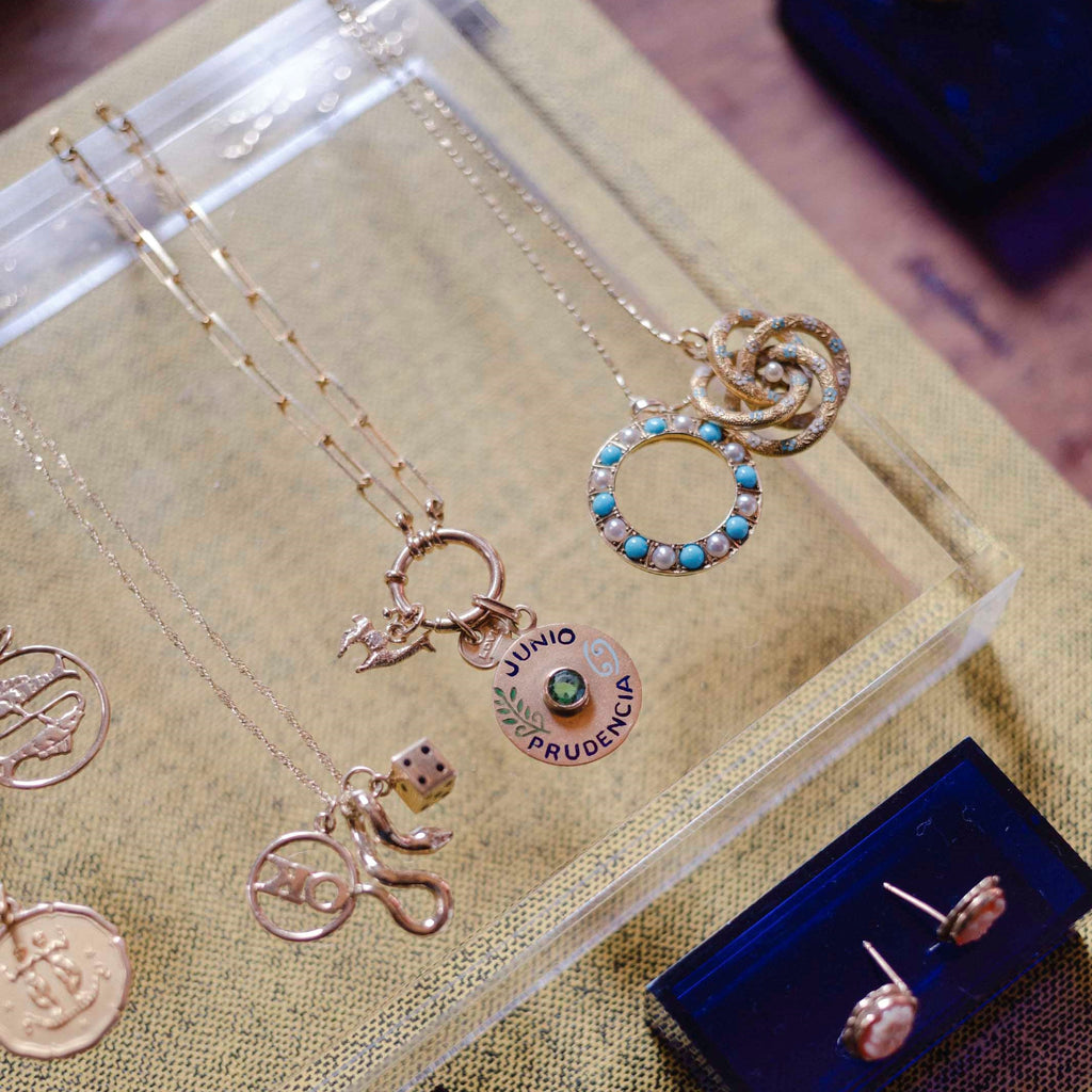 Turquoise and Pearl Halo Pendant -- Ariel Gordon Jewelry