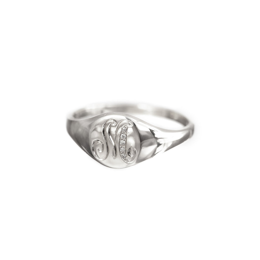 Monogram Signet Ring in Sterling Silver or Solid Gold