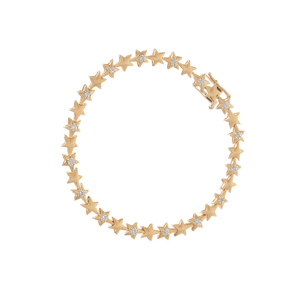 Gold Star and Diamond Tennis Bracelet -- Ariel Gordon Jewelry