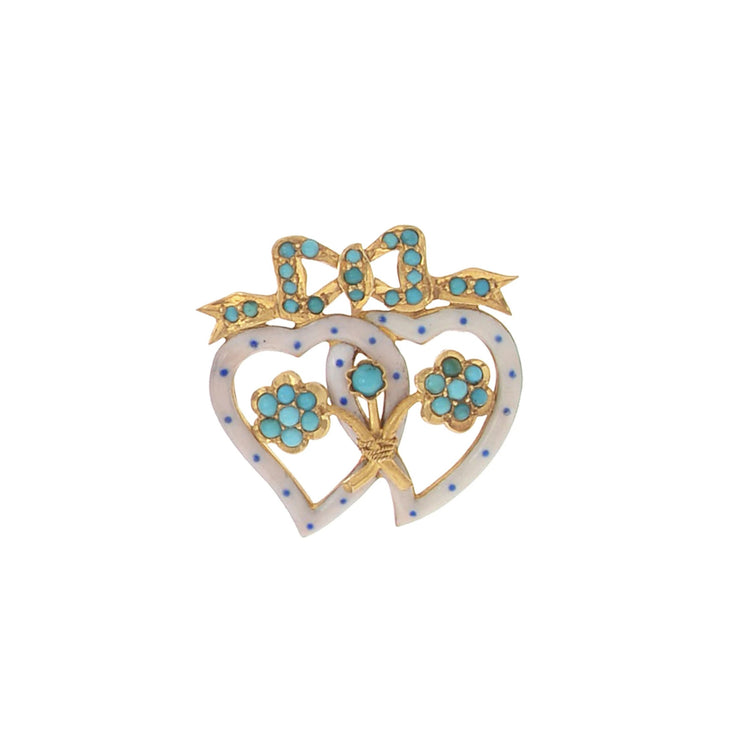 Victorian Enamel Entwined Hearts