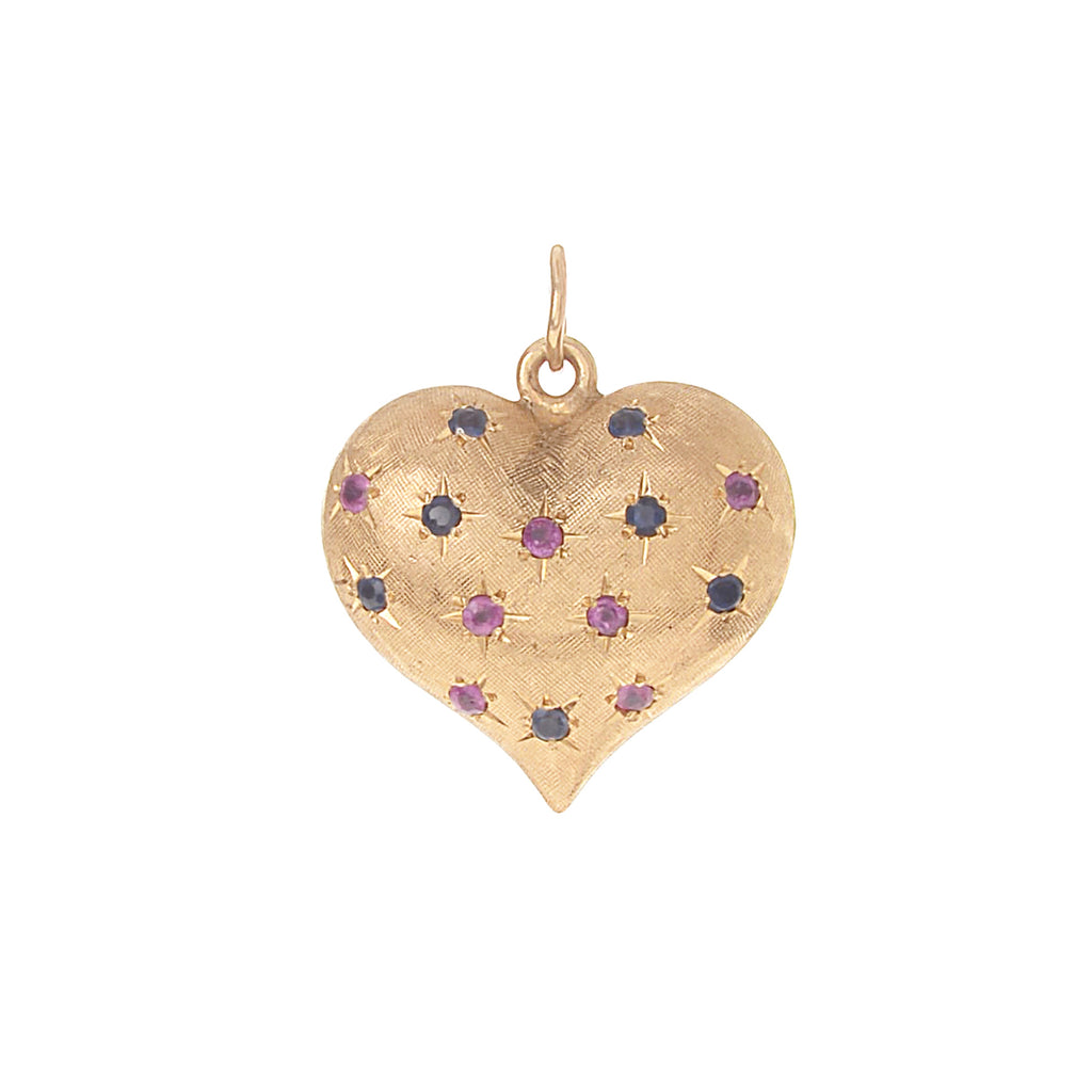 Ruby and Sapphire Puffed Heart -- Ariel Gordon Jewelry
