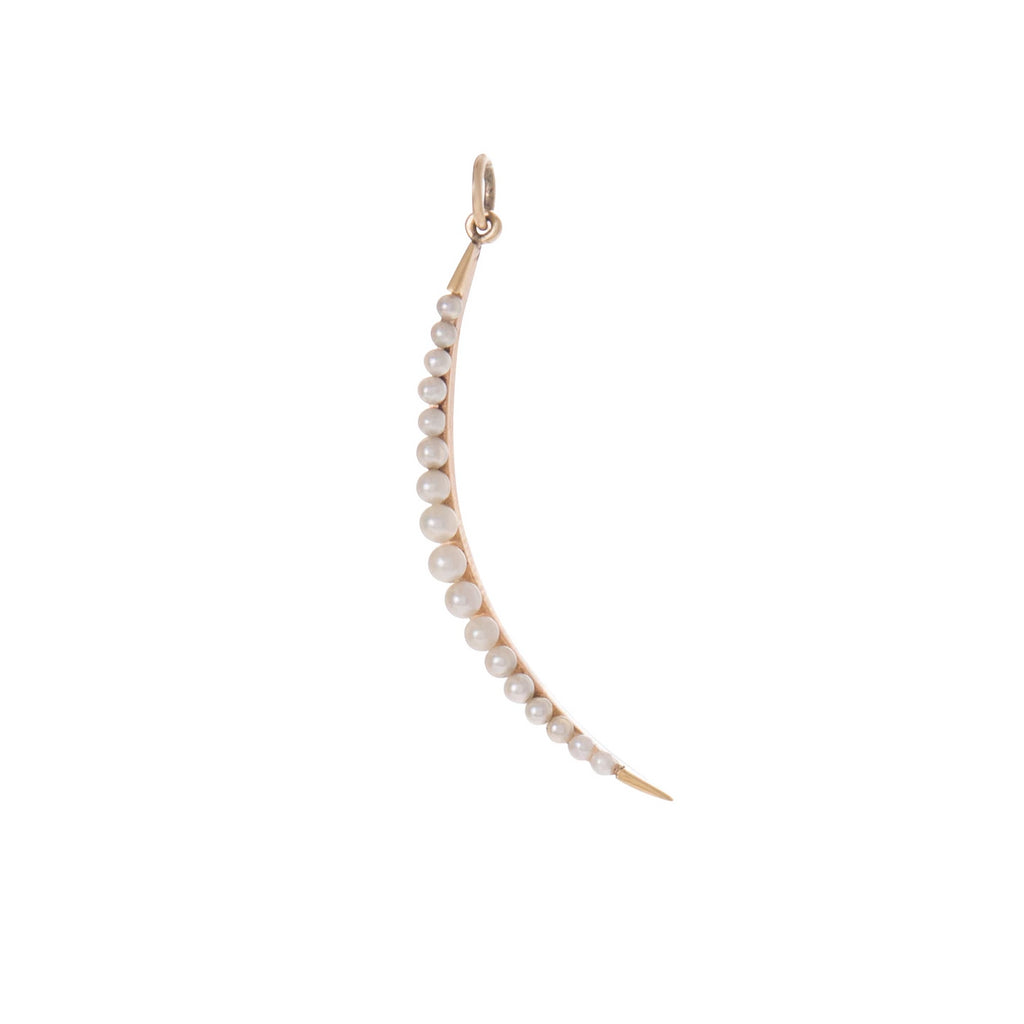 Small Seed Pearl Crescent Pendant -- Ariel Gordon Jewelry
