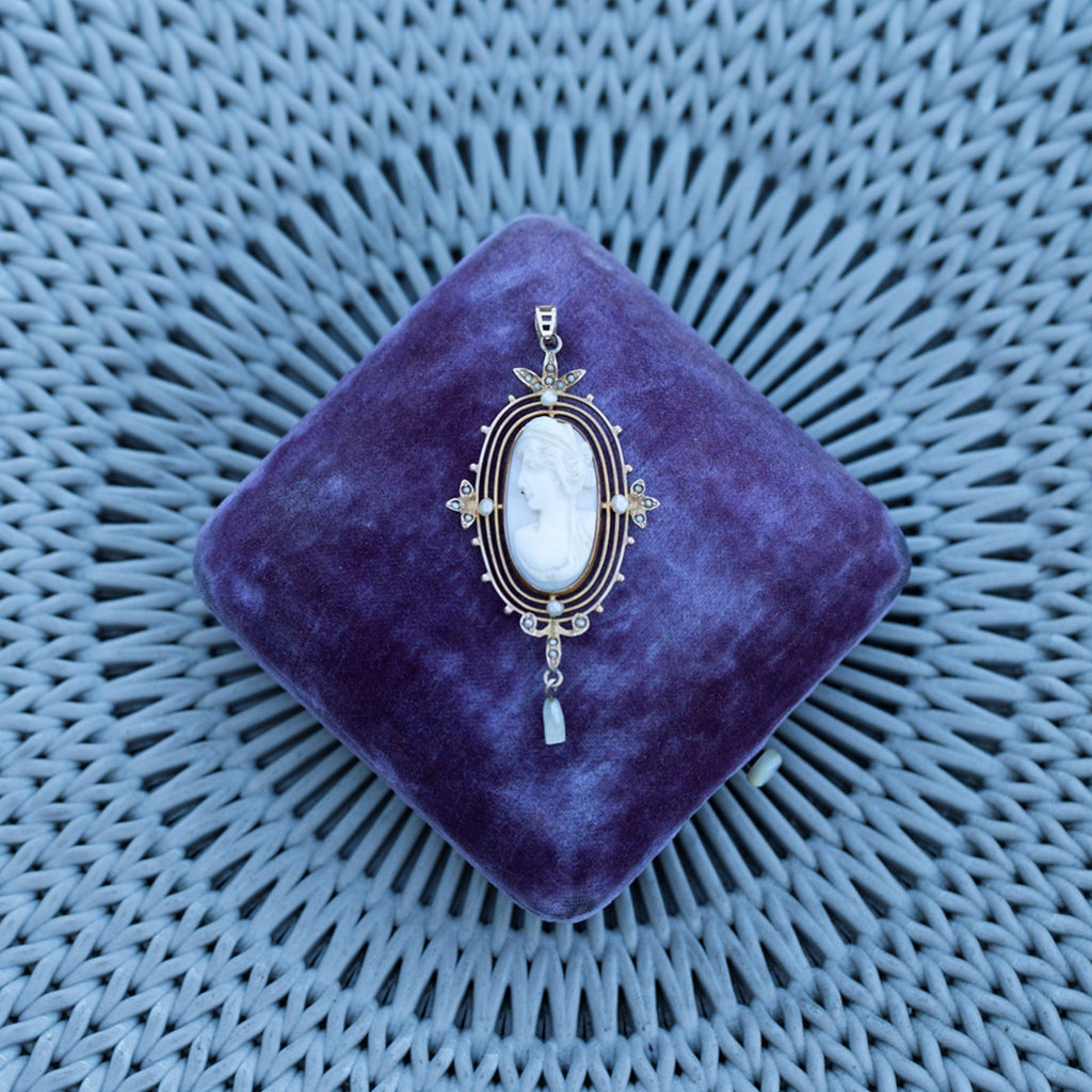 Cameo Pearl Filigree Pendant -- Ariel Gordon Jewelry