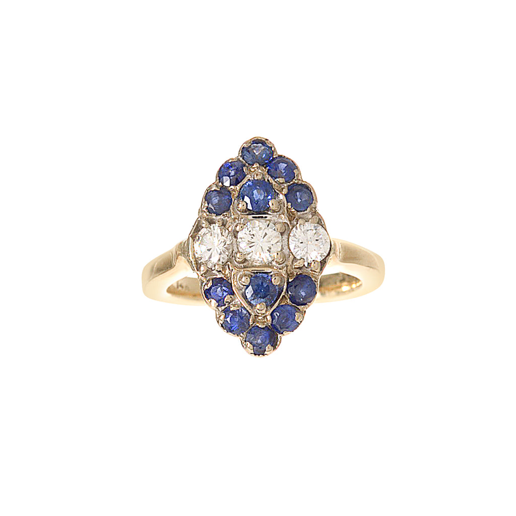 Sapphire and Diamond Navette Ring -- Ariel Gordon Jewelry