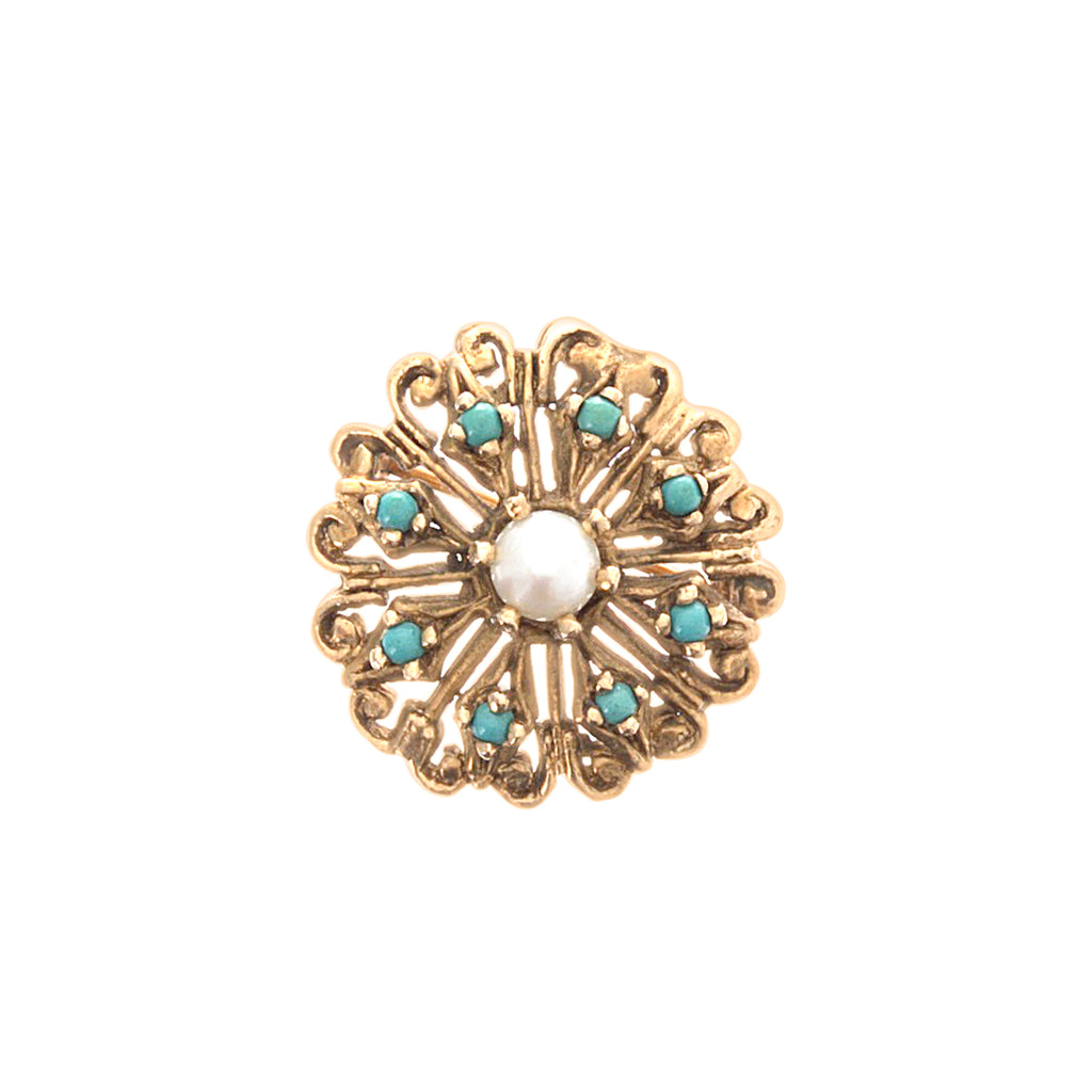 Turquoise and Pearl Filigree Pendant -- Ariel Gordon Jewelry