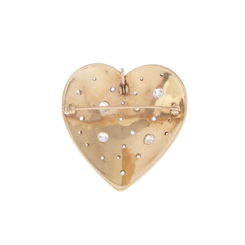 Mine Cut Diamond Heart Pendant Brooch -- Ariel Gordon Jewelry