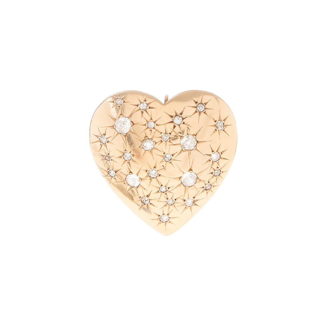 Mine Cut Diamond Heart Pendant Brooch -- Ariel Gordon Jewelry