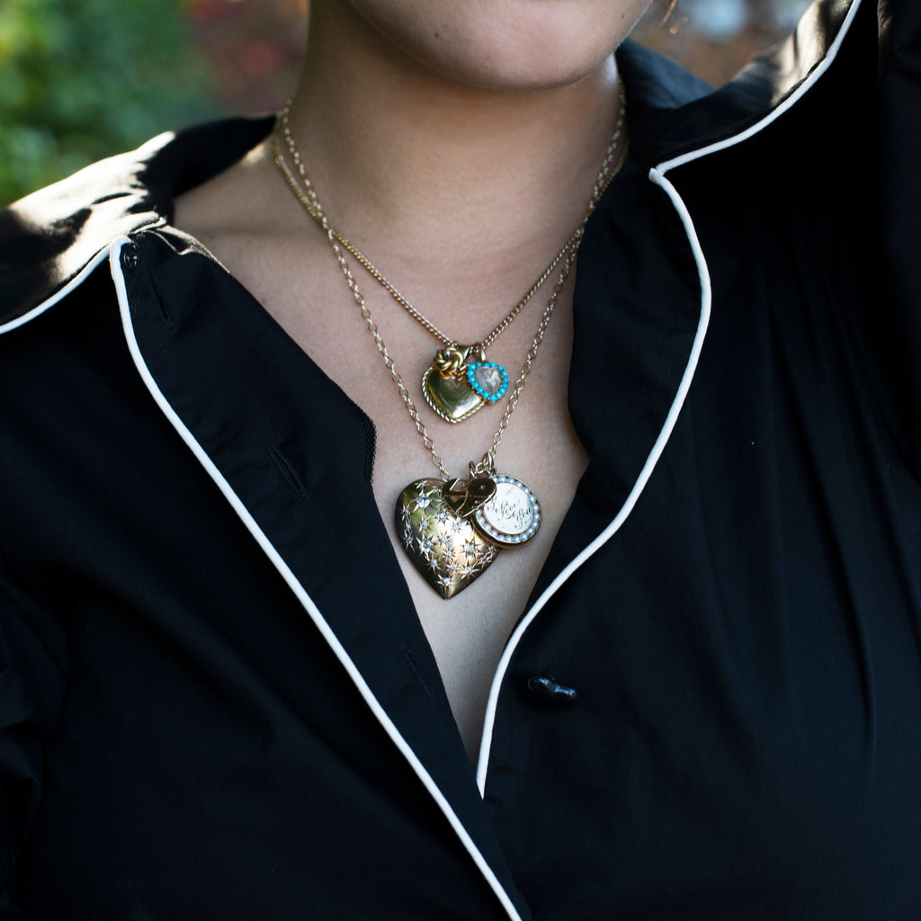Mine Cut Diamond Heart Pendant Brooch -- Ariel Gordon Jewelry