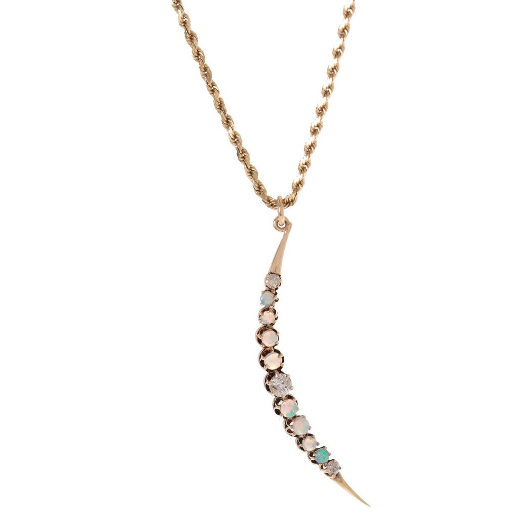 Diamond and Opal Crescent Necklace -- Ariel Gordon Jewelry