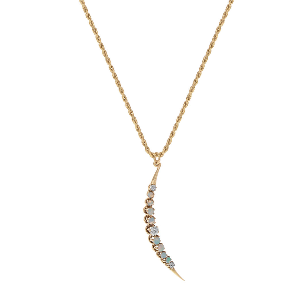 Diamond and Opal Crescent Necklace -- Ariel Gordon Jewelry