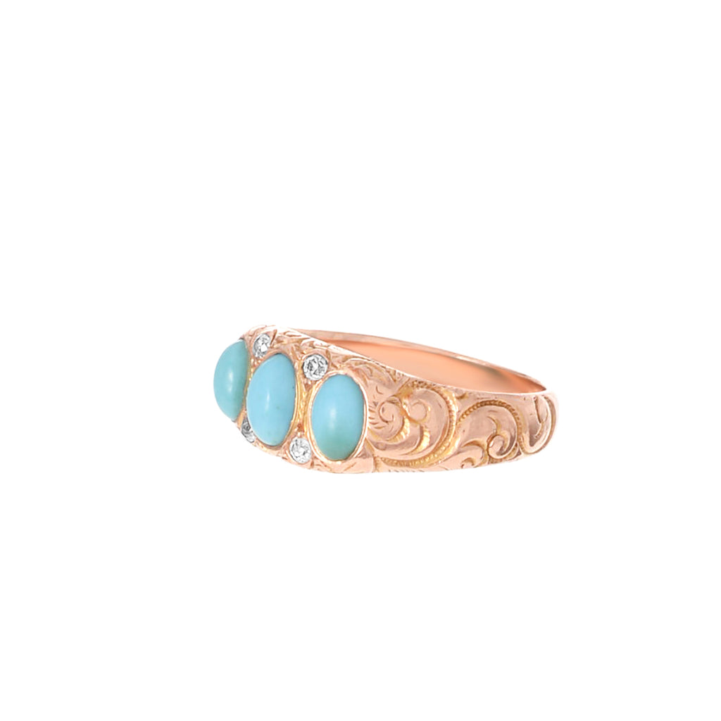 Victorian Turquoise and Diamond Gypsy Ring -- Ariel Gordon Jewelry