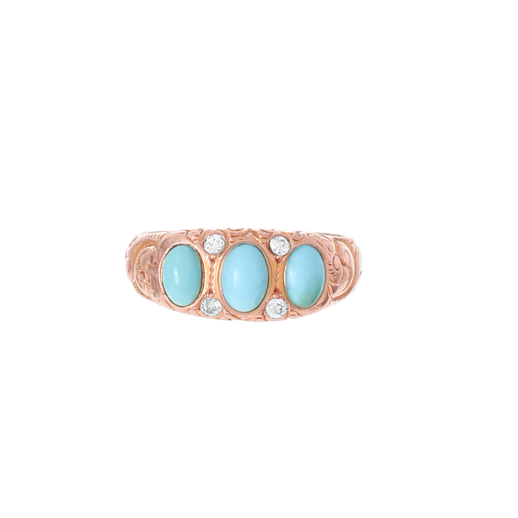 Victorian Turquoise and Diamond Gypsy Ring -- Ariel Gordon Jewelry