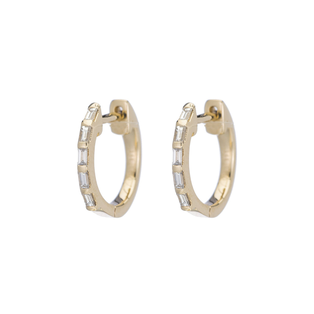 Baguette Diamond Huggies -- Ariel Gordon Jewelry