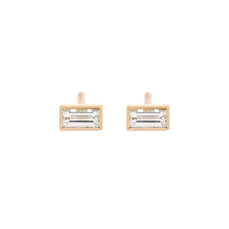 Baby Baguette Diamond Studs