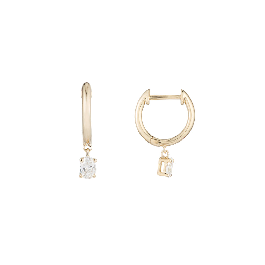 Teensy Oval Diamond Huggies -- Ariel Gordon Jewelry